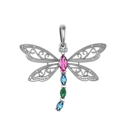 Подвеска из Серебра 925 Приволжский ювелир арт. 441158-MIX8, Родирование.